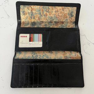 Hobo Black Wallet With Floral Interior